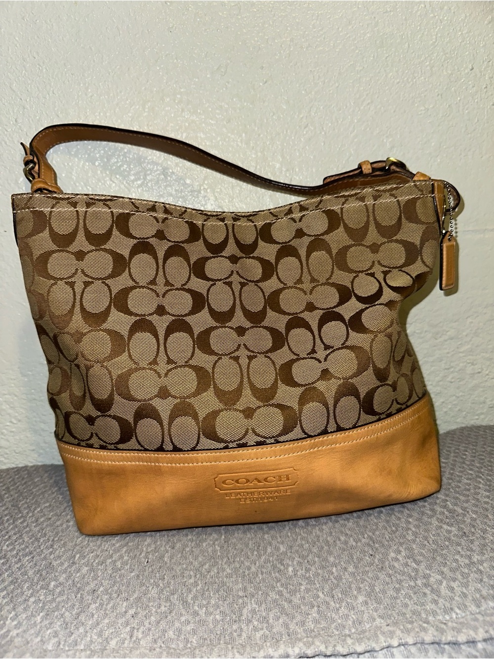 Coach Brown Signature Canvas Hobo with Tan Leather Trim - Picture 5 of 16